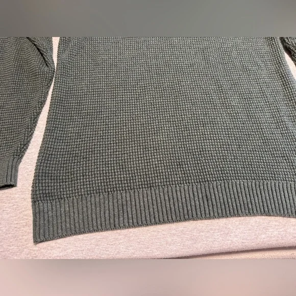 Marine Layer Waffle Knit Wool Cotton Blend Pullover Hoodie Green XL - Picture 9 of 15